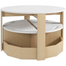 5 Piece Kids Table and Chairs Set with Storage, White, Perfect for Art, Craft, Drawing, Playroom, Classroom, Nursery