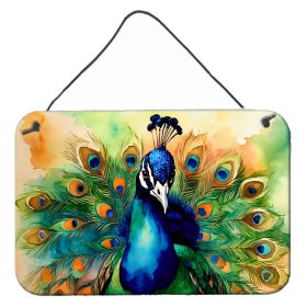 NEW Peacock Wall or Door Hanging Prints Aluminum Metal Sign Kitchen Wall Bar Bathroom Plaque Home Decor, 8HX12W, Multicolor