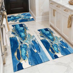 Three-piece kitchen rug set, non-slip and washable, abstract pattern kitchen hallway rug, soft and comfortable, suitable for sinks, floors, entra (Main Material: Polyester, Main Color: White)