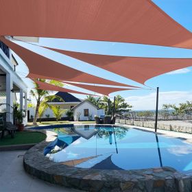 Artpuch Custom Size Rust Red Sun Shade Sail Triangle Canopy 185 GSM Durable Fabric UV Block Awning for Outdoor Patio Garden Backyard (Customized (Color: Rust Red, size: 16X27X27)